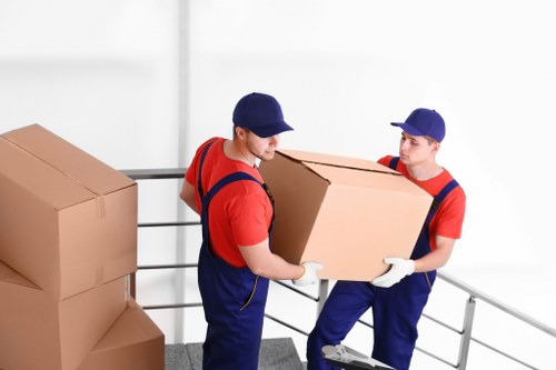 Moving team carrying out a safe loading check before transport